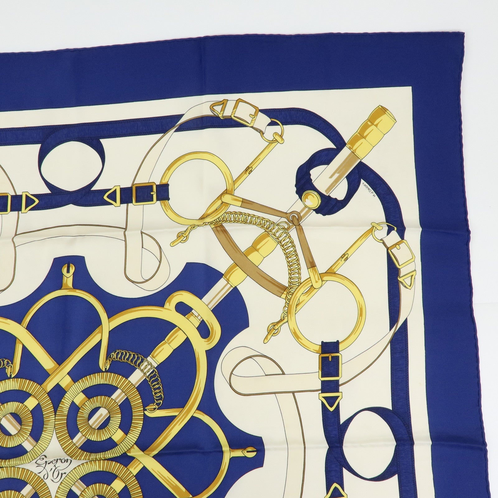 HERMES Carre 90 Set of 2 Silk 100% Scarf Light Pink Navy White