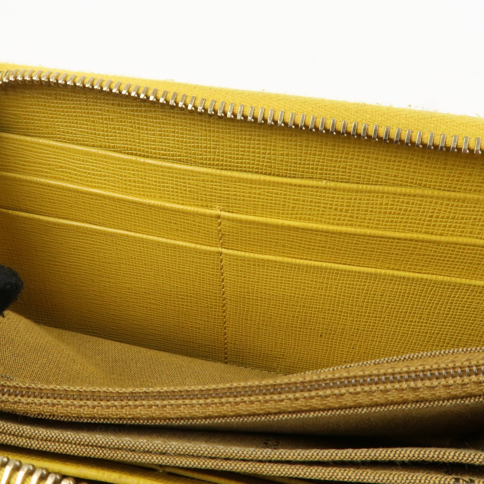FENDI Zucca PVC Leather Round Zippy Long Wallet Brown Yellow 8M0299 Used