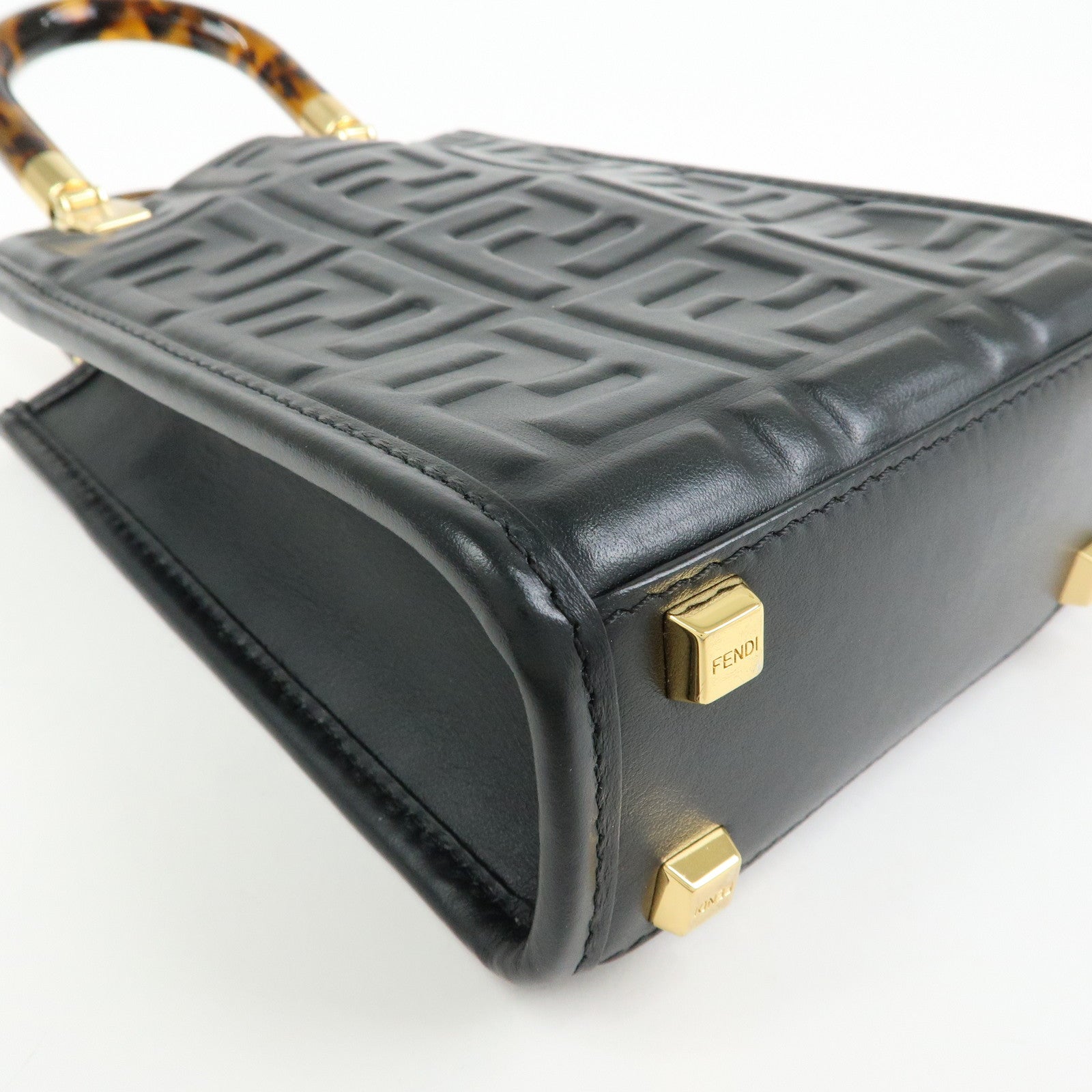 FENDI FF Sunshine Shopper Small 2Way Bag Shoulder Bag Black 8BS051