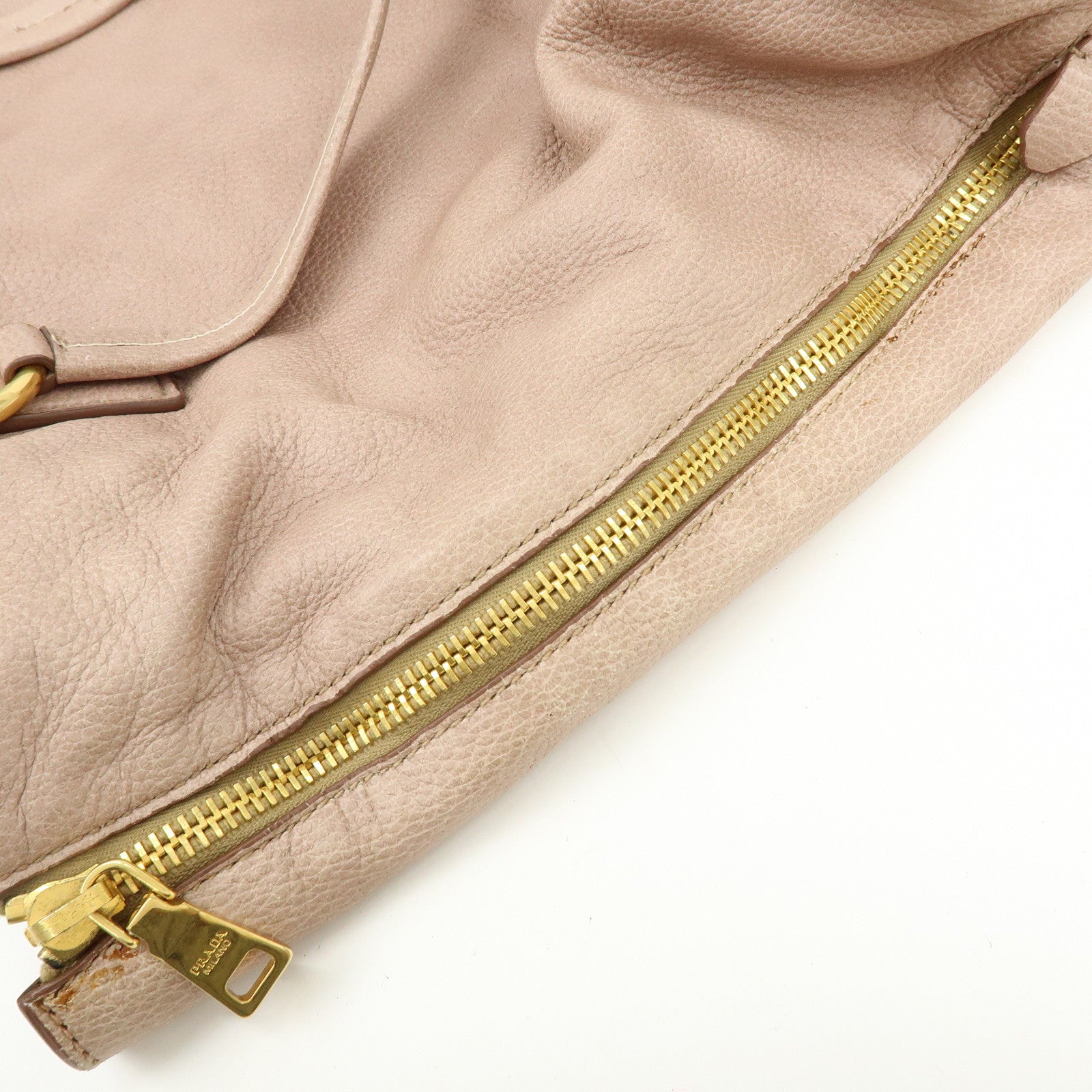 PRADA Logo Leather Tote Bag Shoulder Bag Pink