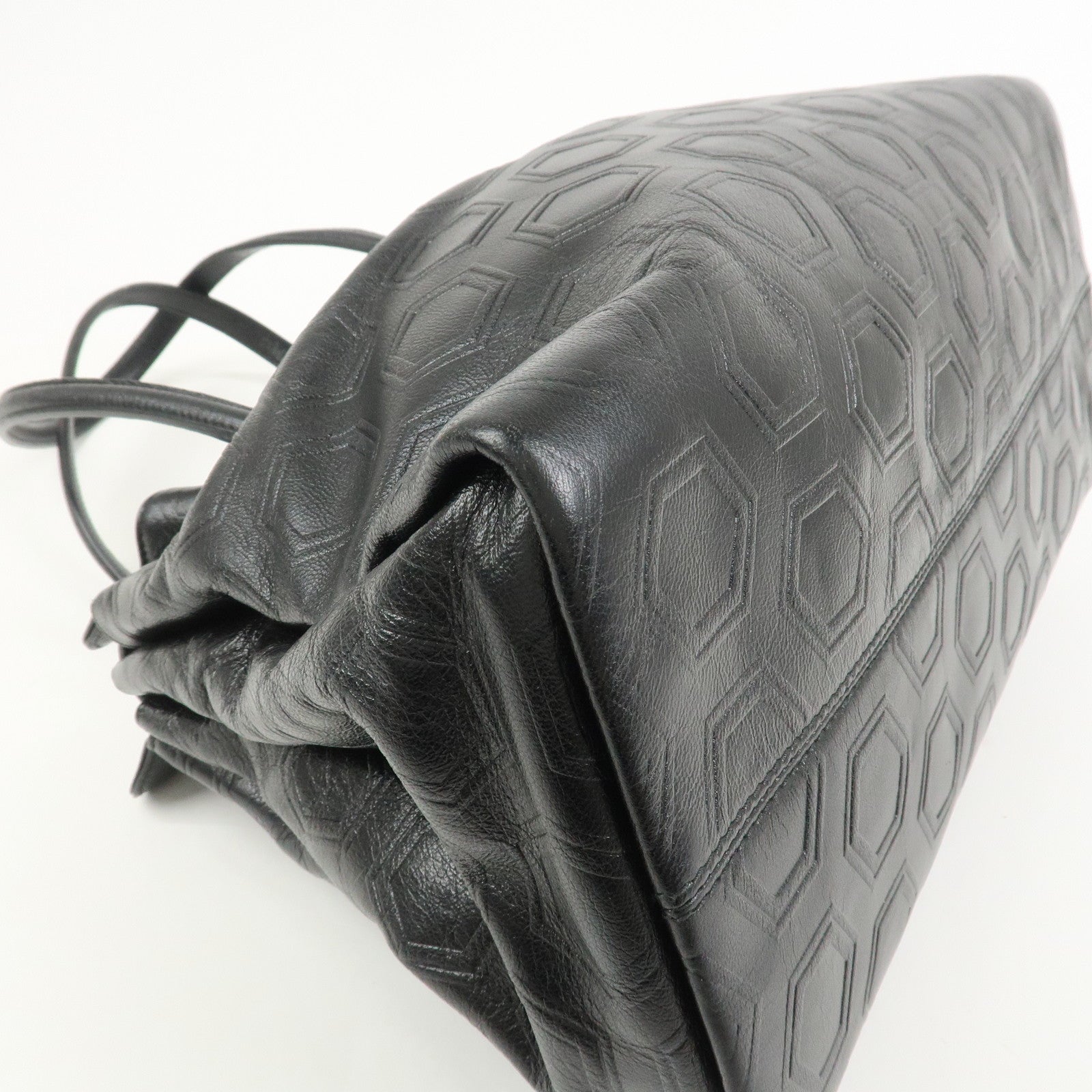 BVLGARI Twist Logo Leather Shoulder Bag Hand Bag Black