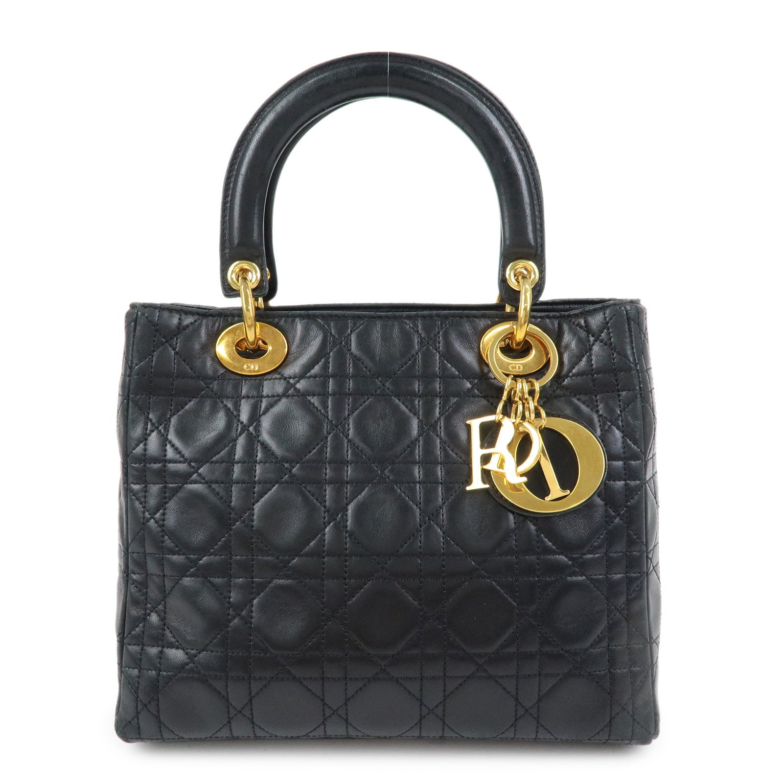 Christian Dior Lady Dior Leather 2Way Bag Hand Bag Black
