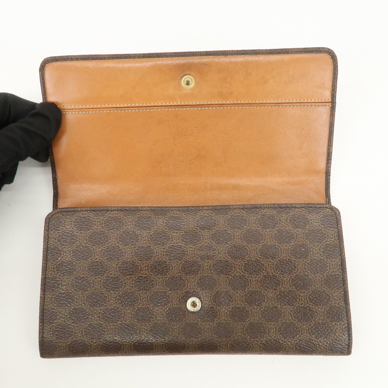 Celine Macadam Set of 2 PVC Long Wallet Brown Black