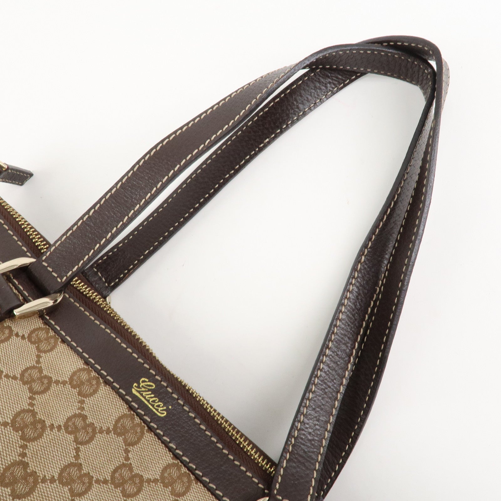 GUCCI Abbey GG Canvas Leather Tote Bag Hand Bag Beige Brown 141470 Used