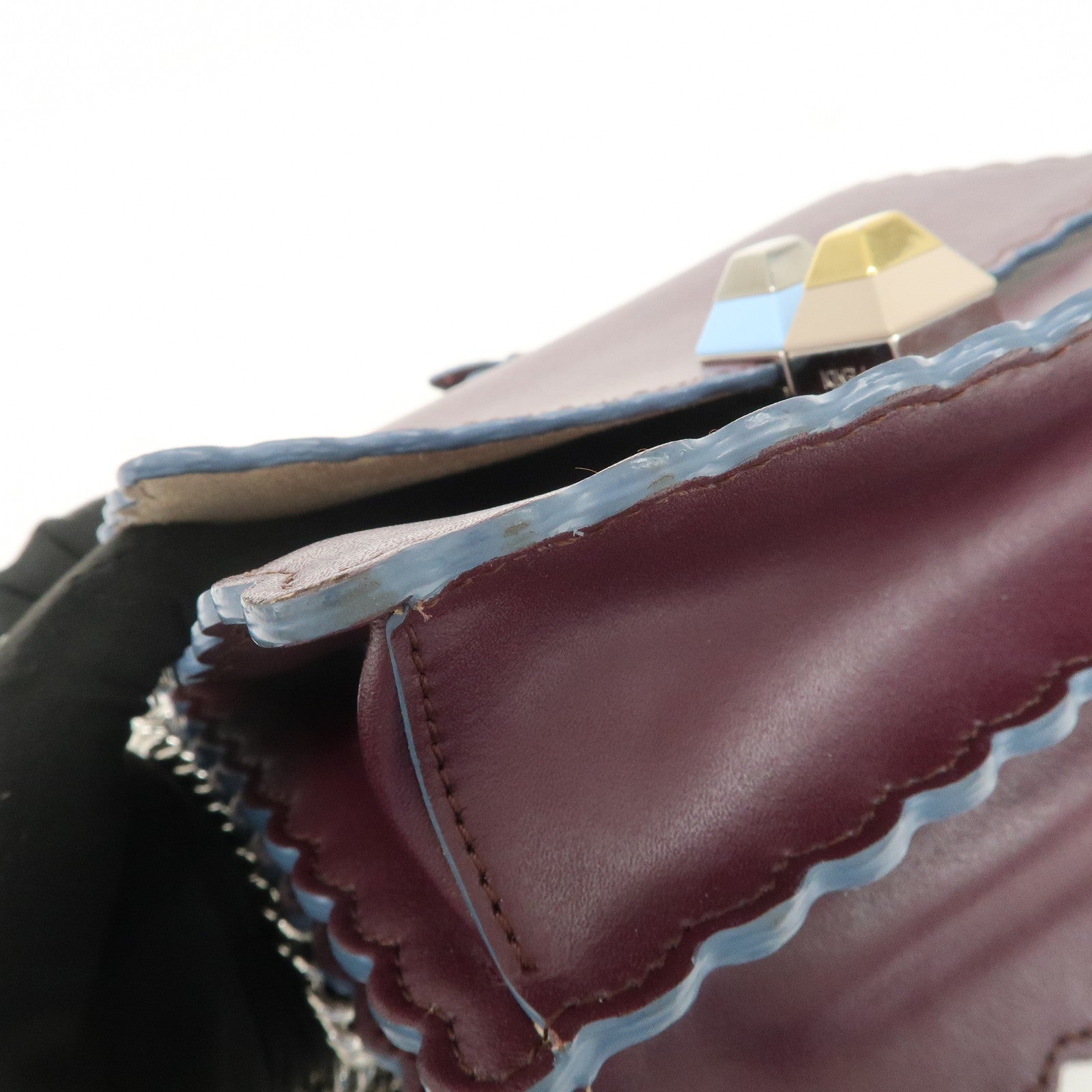 FENDI Mini Kan I Chain Shoulder Bag Crossbody Bag Purple 8M0381