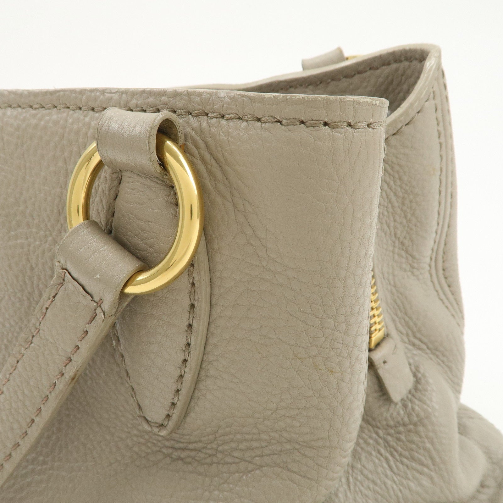 MIU MIU Vitello Caribu Leather 2Way Bag Hand Bag Greige RN0757