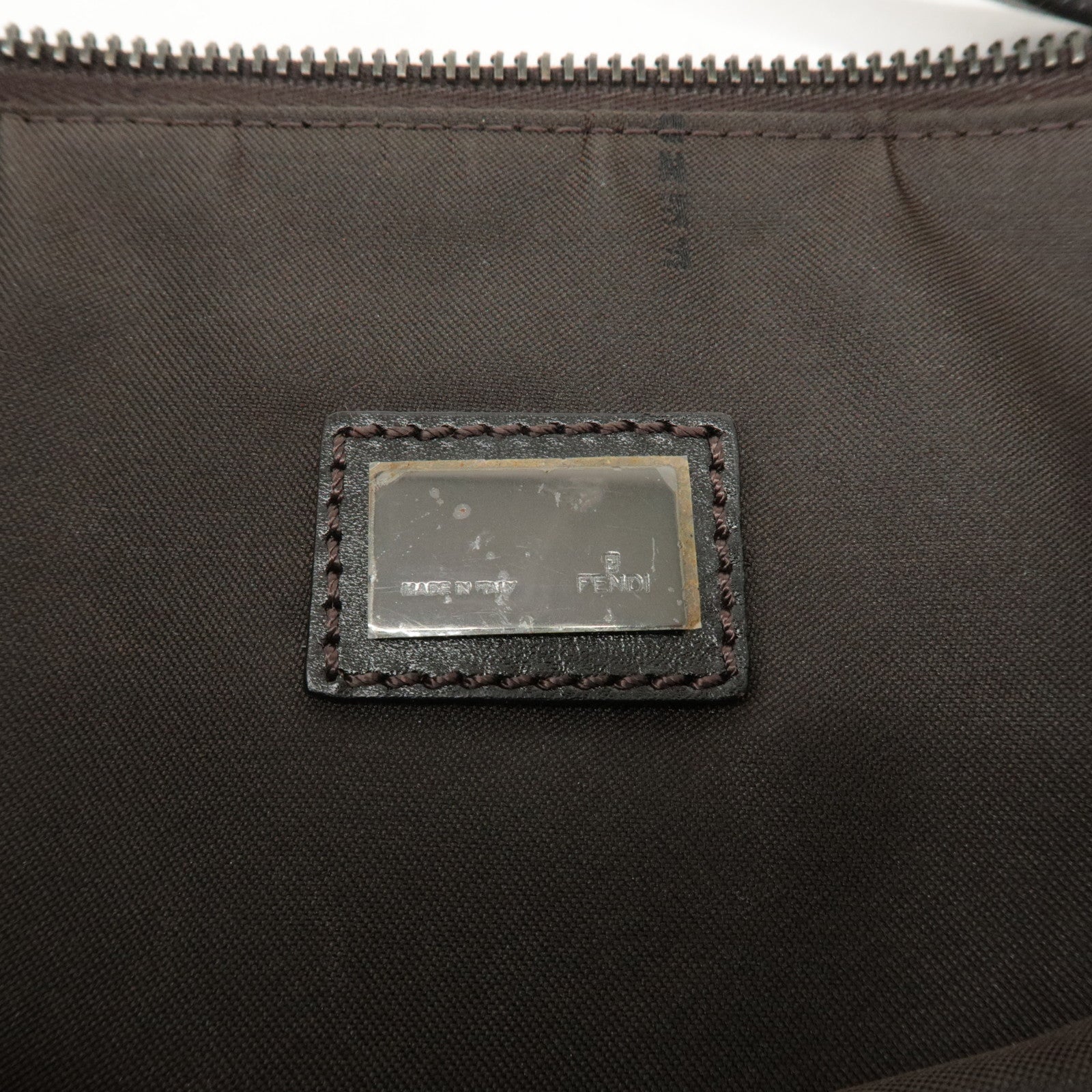 FENDI Zucchino Canvas Leather Shoulder Bag Hand Bag Brown 8BR144 Used