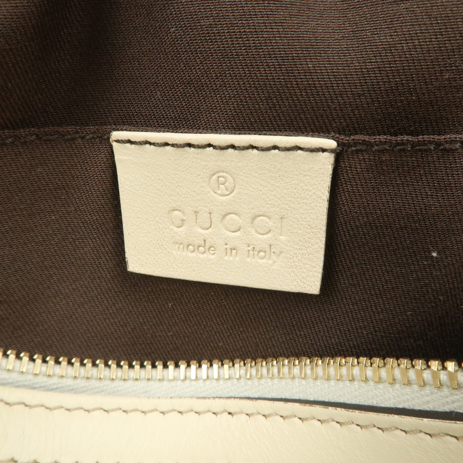 GUCCI Leather GG Crystal Hysteria Boston Bag Hand Bag Ecru 181485