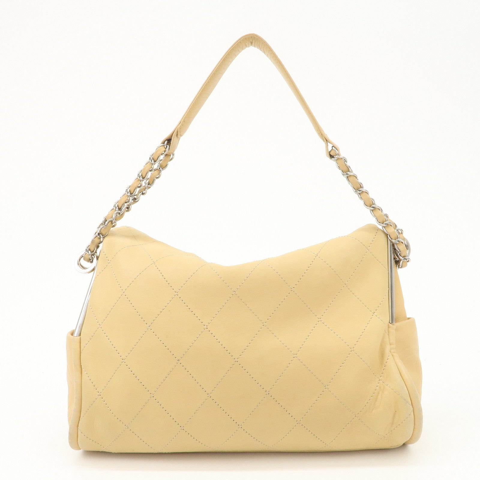 CHANEL Matelasse Lamb Skin Chain Shoulder Bag Beige A29285 Used