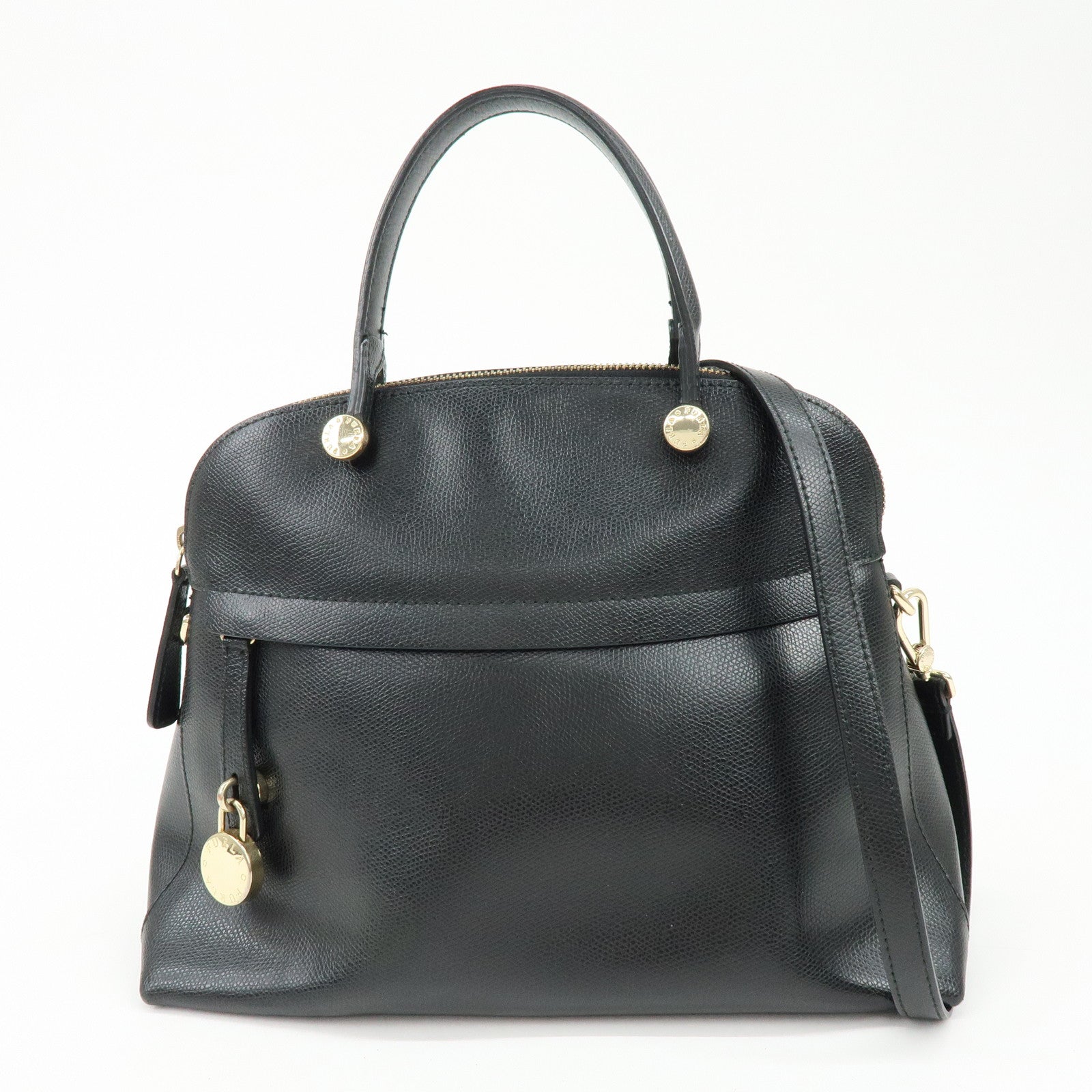 FURLA Set of 2 Leather 2Way Bag Hand Bag Shoulder Bag Black Blue