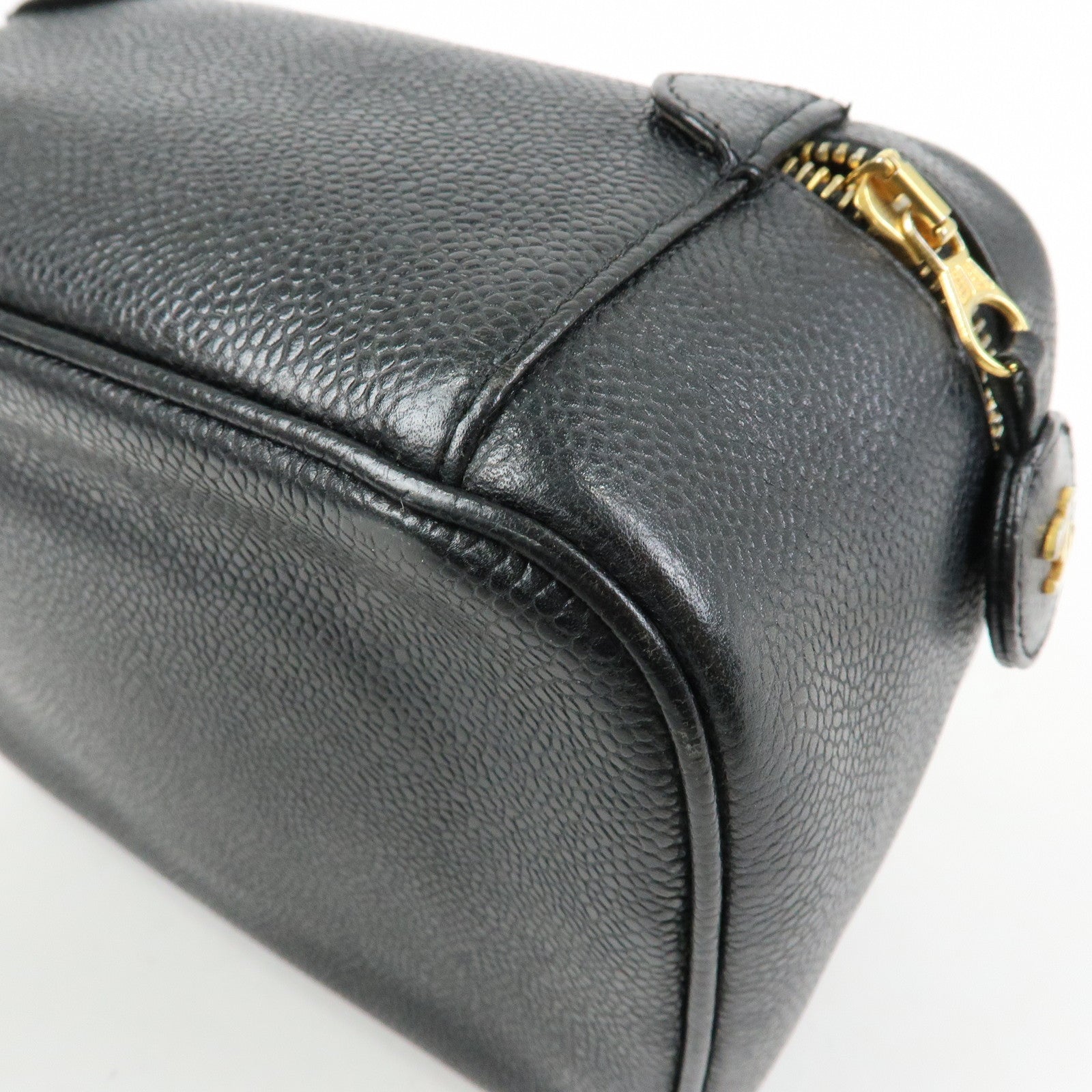 CHANEL COCO Mark Caviarskin Hand Bag Vanity Case Black A01997
