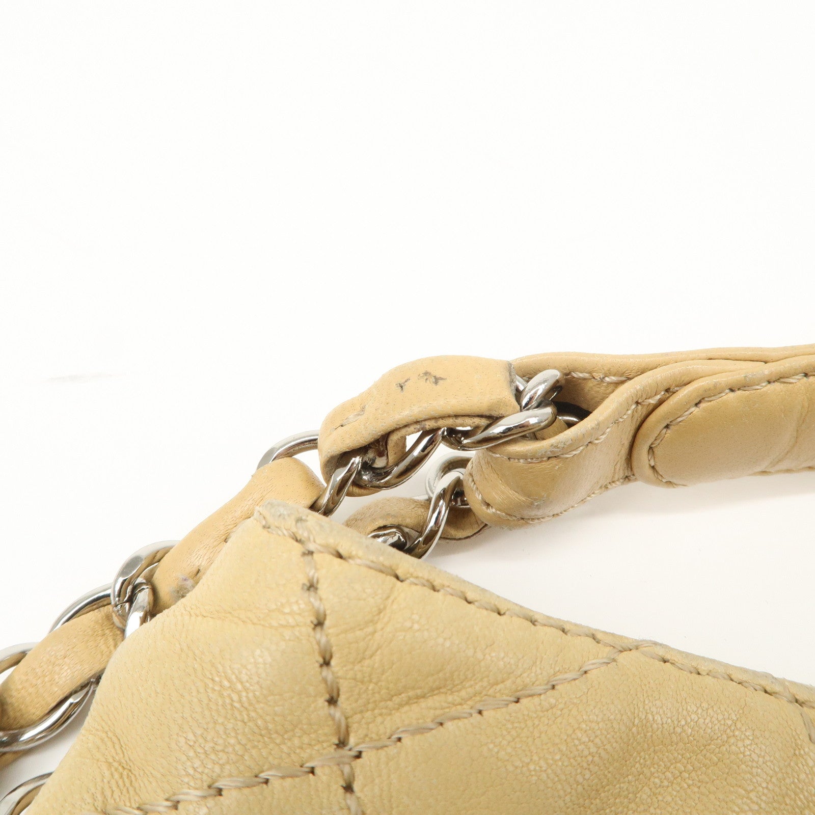 CHANEL Matelasse Lamb Skin Chain Shoulder Bag Beige A29285 Used