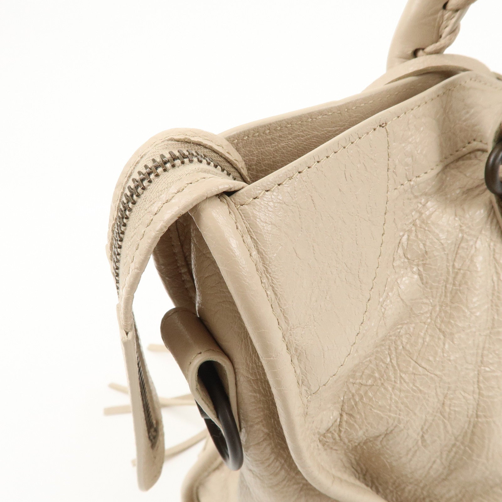 BALENCIAGA Classic City Leather 2Way Bag Shoulder Bag Beige 505550 Used