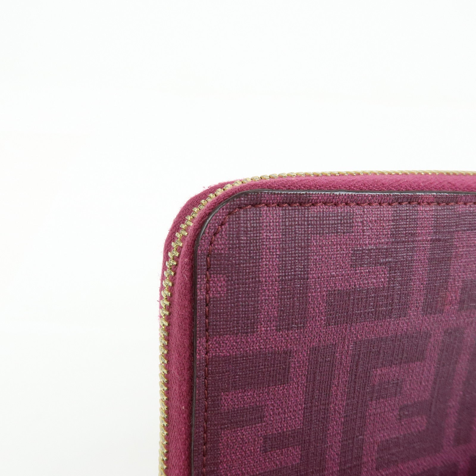 FENDI Zucca PVC Long Wallet Rose Ladybug Motif Purple 8M0024