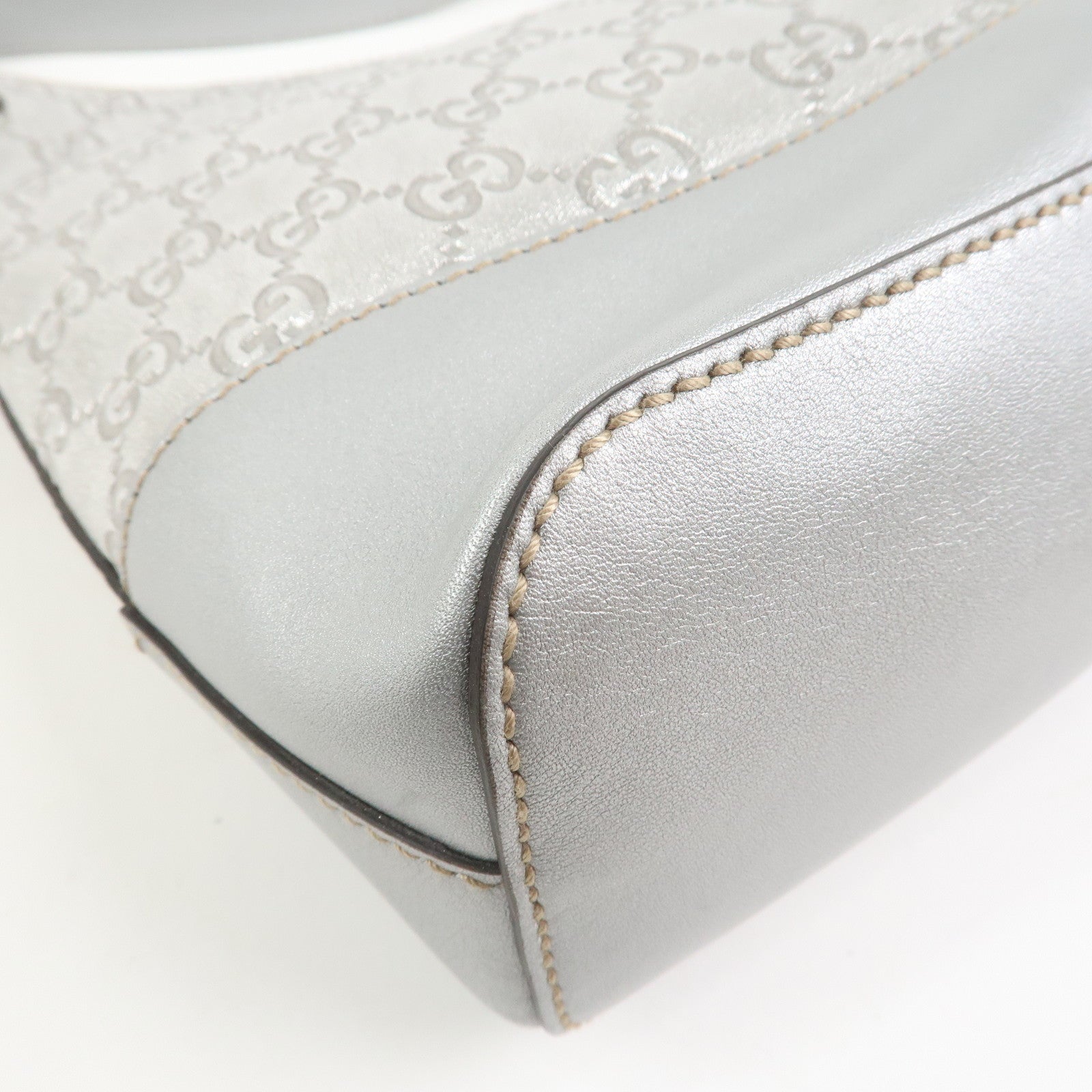 GUCCI Guccissima Leather Shoulder Bag Hand Bag Silver 239379