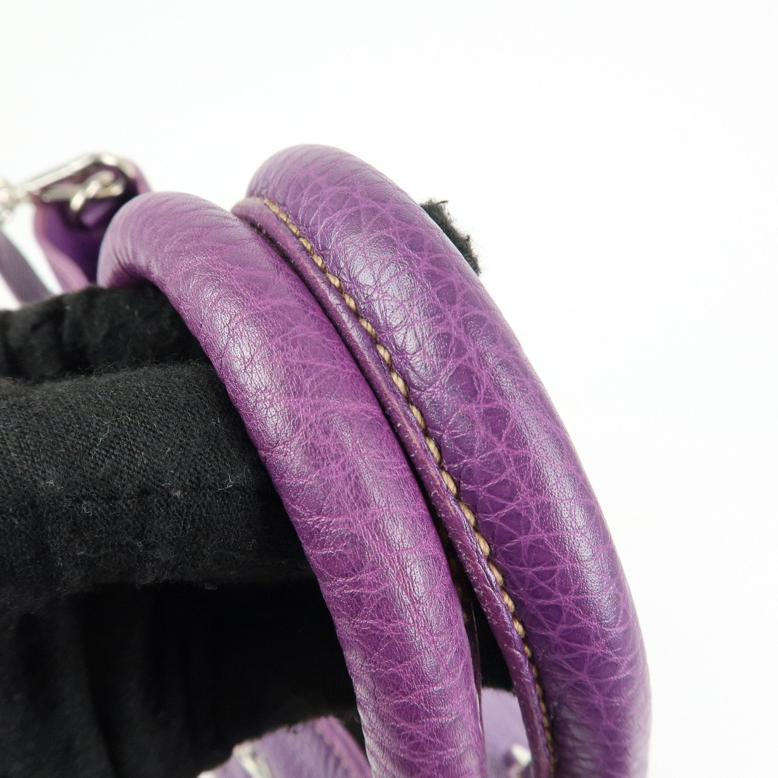 PRADA Leather 2Way Bag Tote Bag Shoulder Bag Hand Bag Purple
