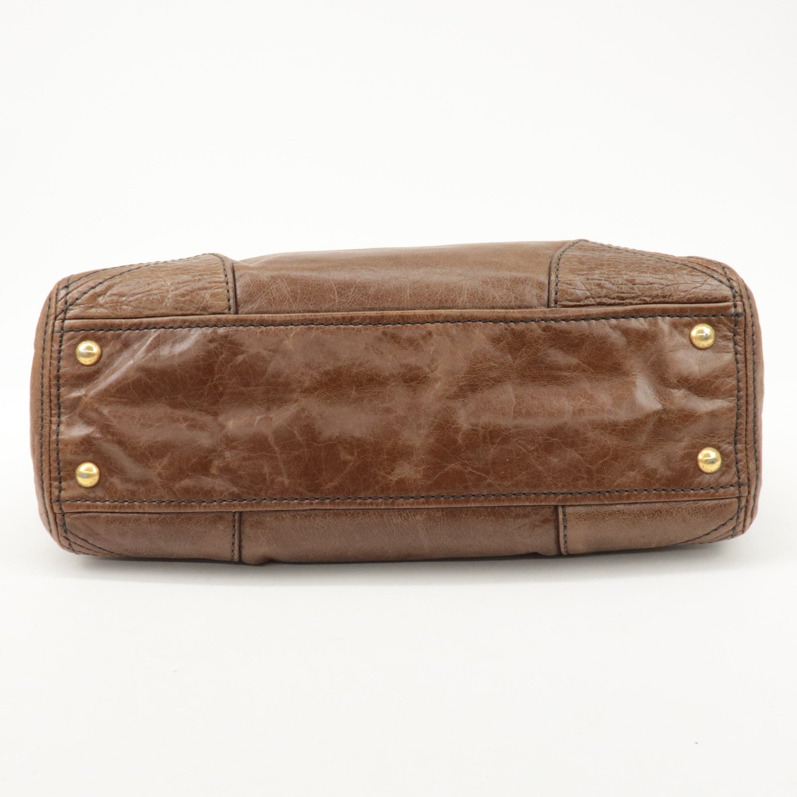 PRADA Logo Leather 2Way Bag Tote Bag Shoulder Bag Brown BL0727 Used