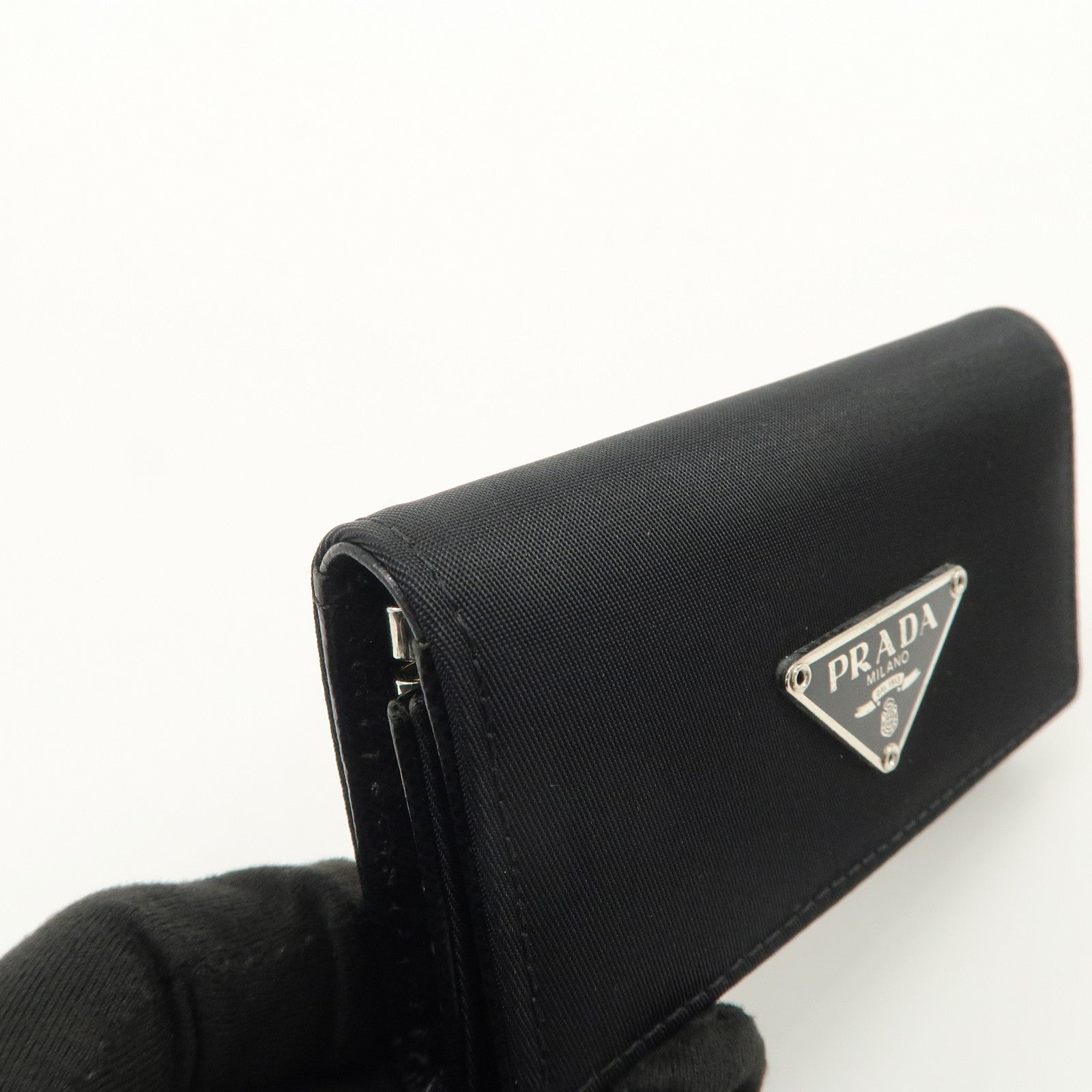 PRADA Nylon Saffiano Leather 6 Rings Key Case Black M222A