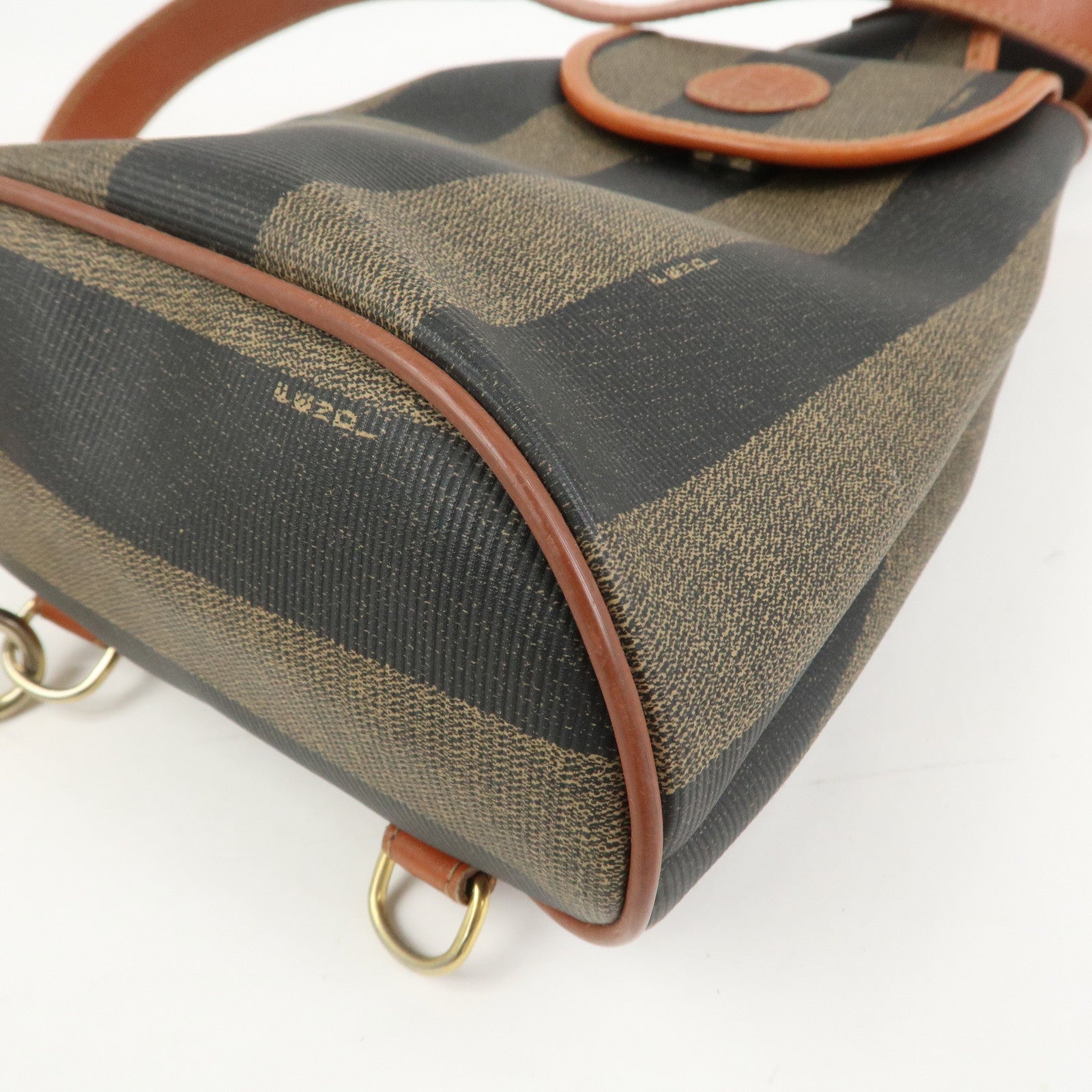 FENDI Pequin PVC Leather Shoulder Bag Crossbody Bag Brown 14965