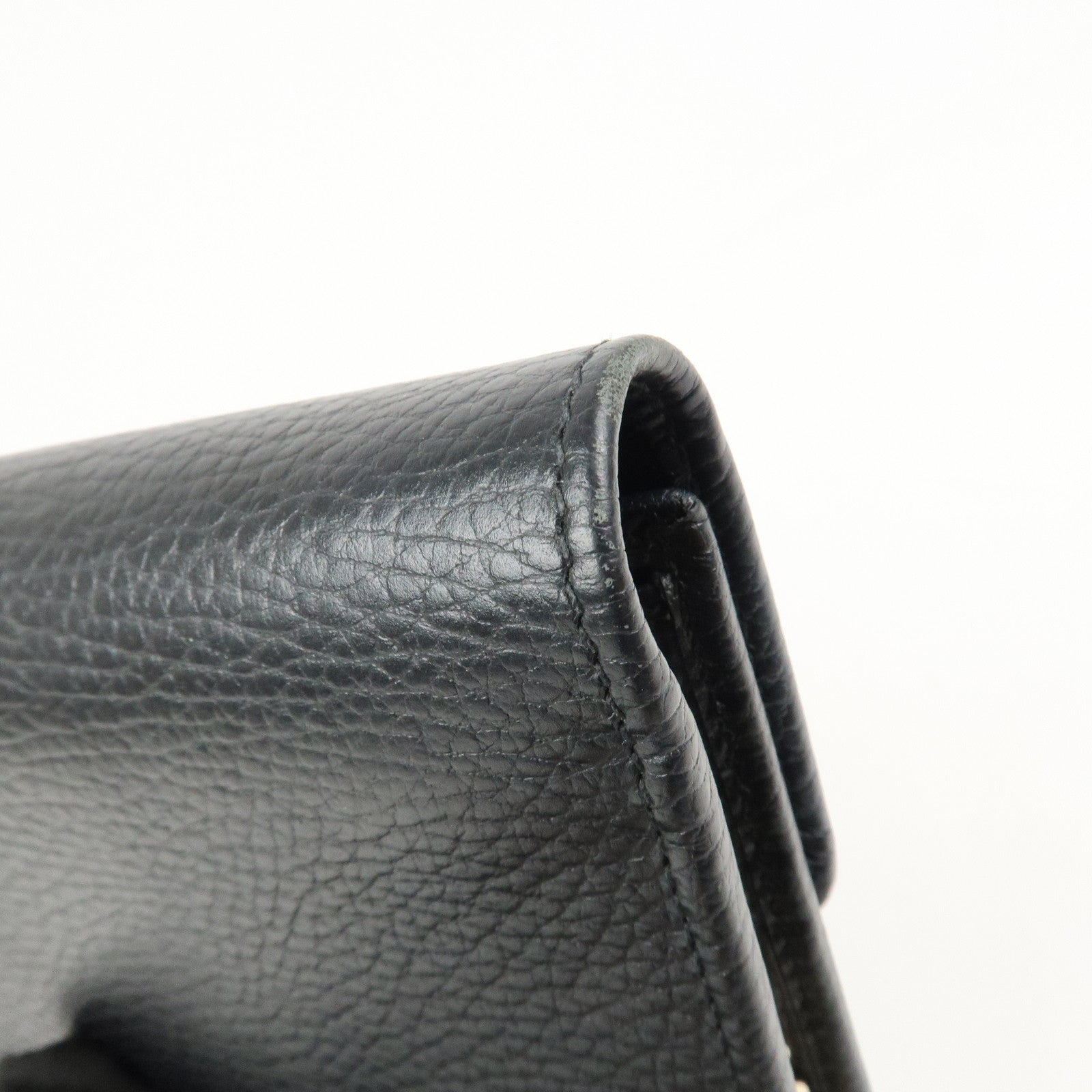 GUCCI Interlocking G Leather Chain Shoulder Bag Black 615523