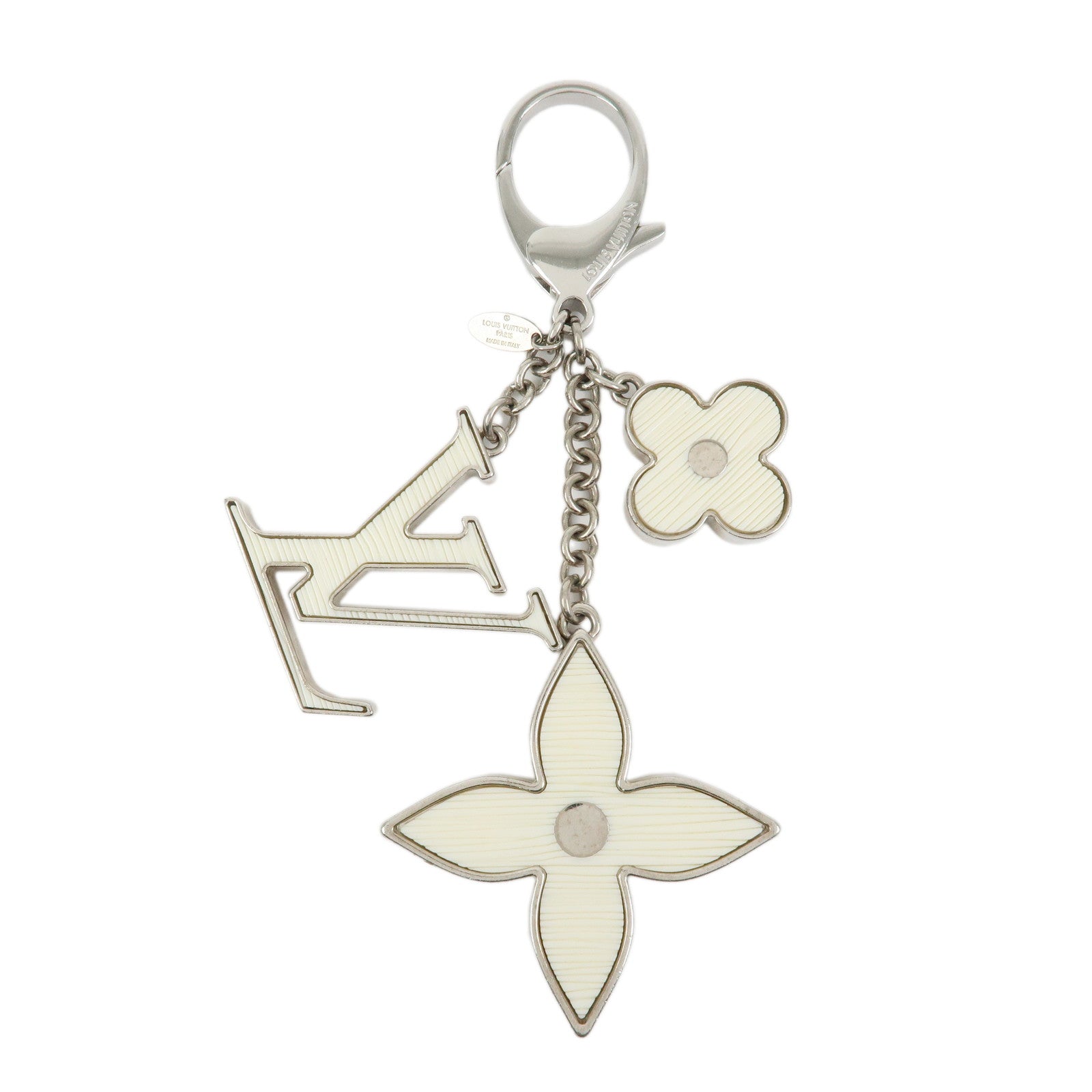 Louis Vuitton Bijoux Sac Fleur de Epi Bag Charm Silver White M65085