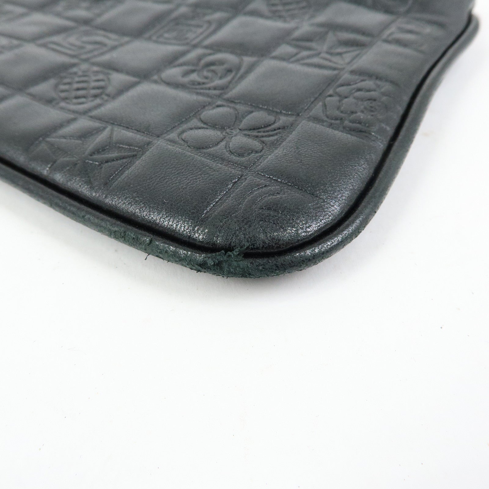 CHANEL Icon Line COCO Mark Lamb Skin Chain Shoulder Bag Black