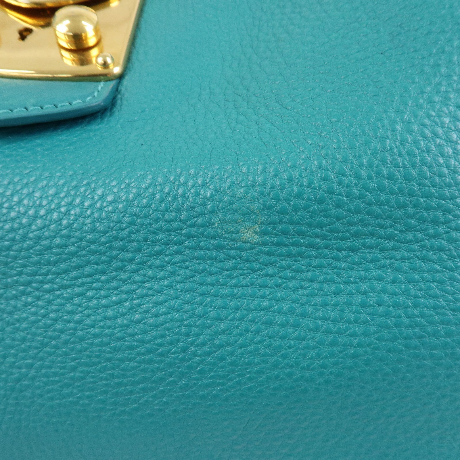 MIU MIU Logo Leather Shoulder Bag Hand Bag Green