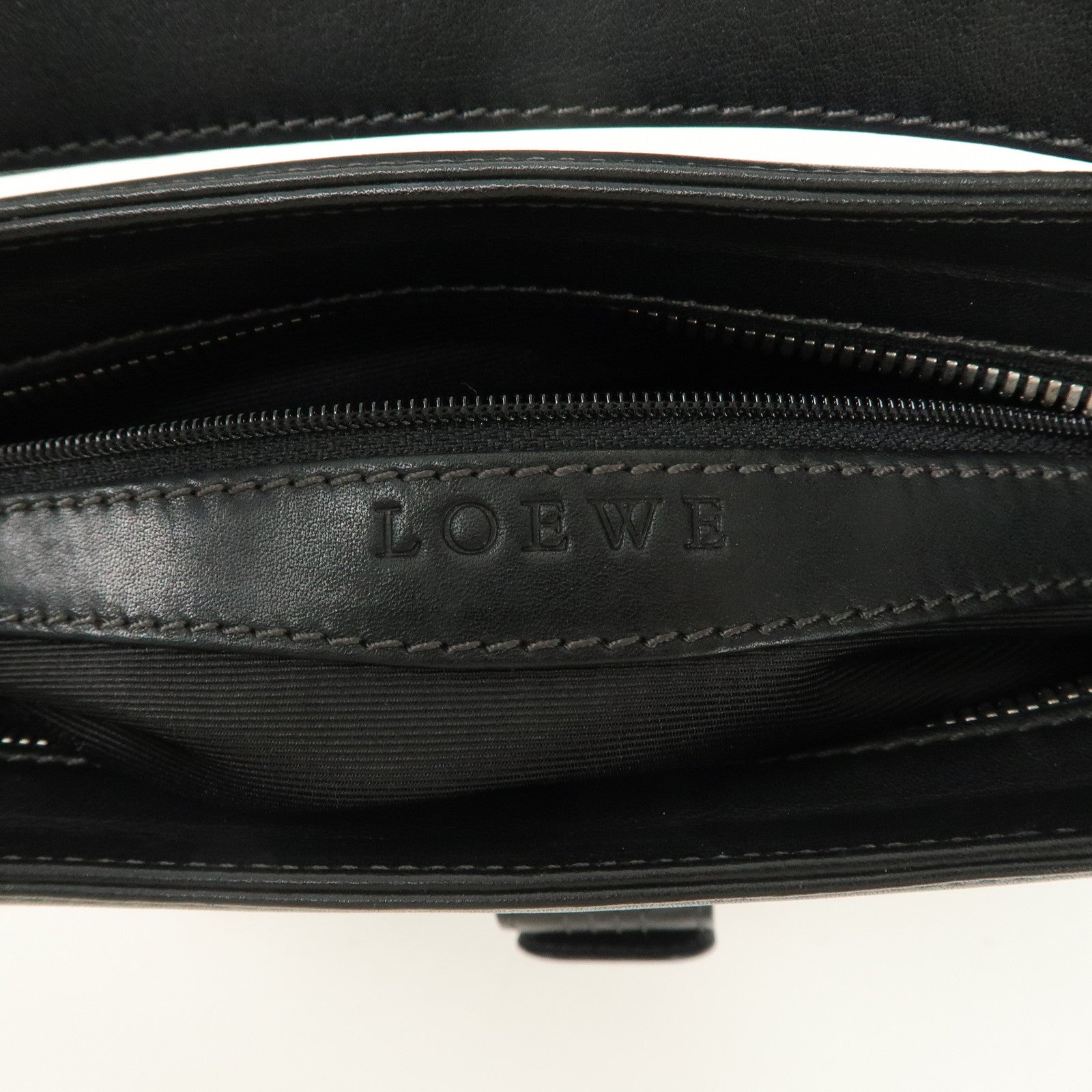 LOEWE Anagram Leather Shoulder Bag Hand Bag Black Used
