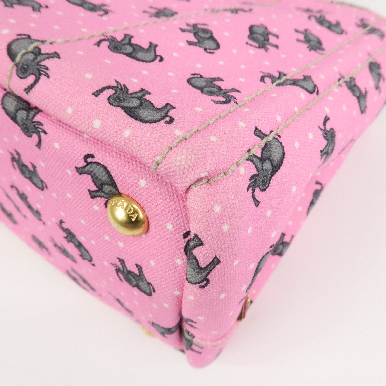 PRADA Canapa Mini Canvas Elephant 2Way Bag Shoulder Bag 1BG439