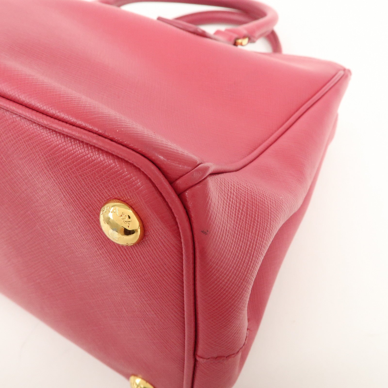 PRADA Triangle Logo Saffiano Leather 2Way Bag Hand Bag Pink BN1801