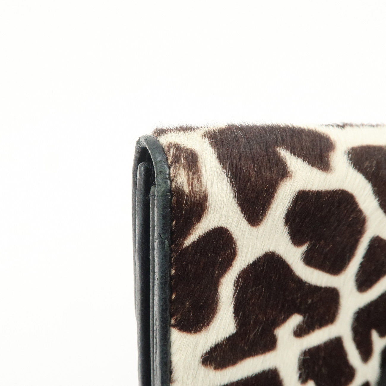 PRADA Unborn Carf Leather Bi-Fold Long Wallet Brown White