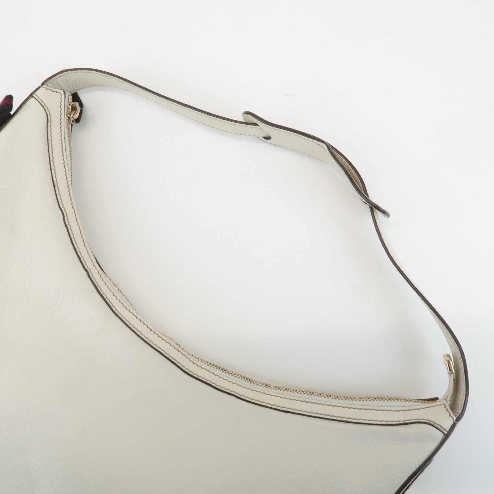 GUCCI Sherry Princy Leather Shoulder Bag White 162882 Used