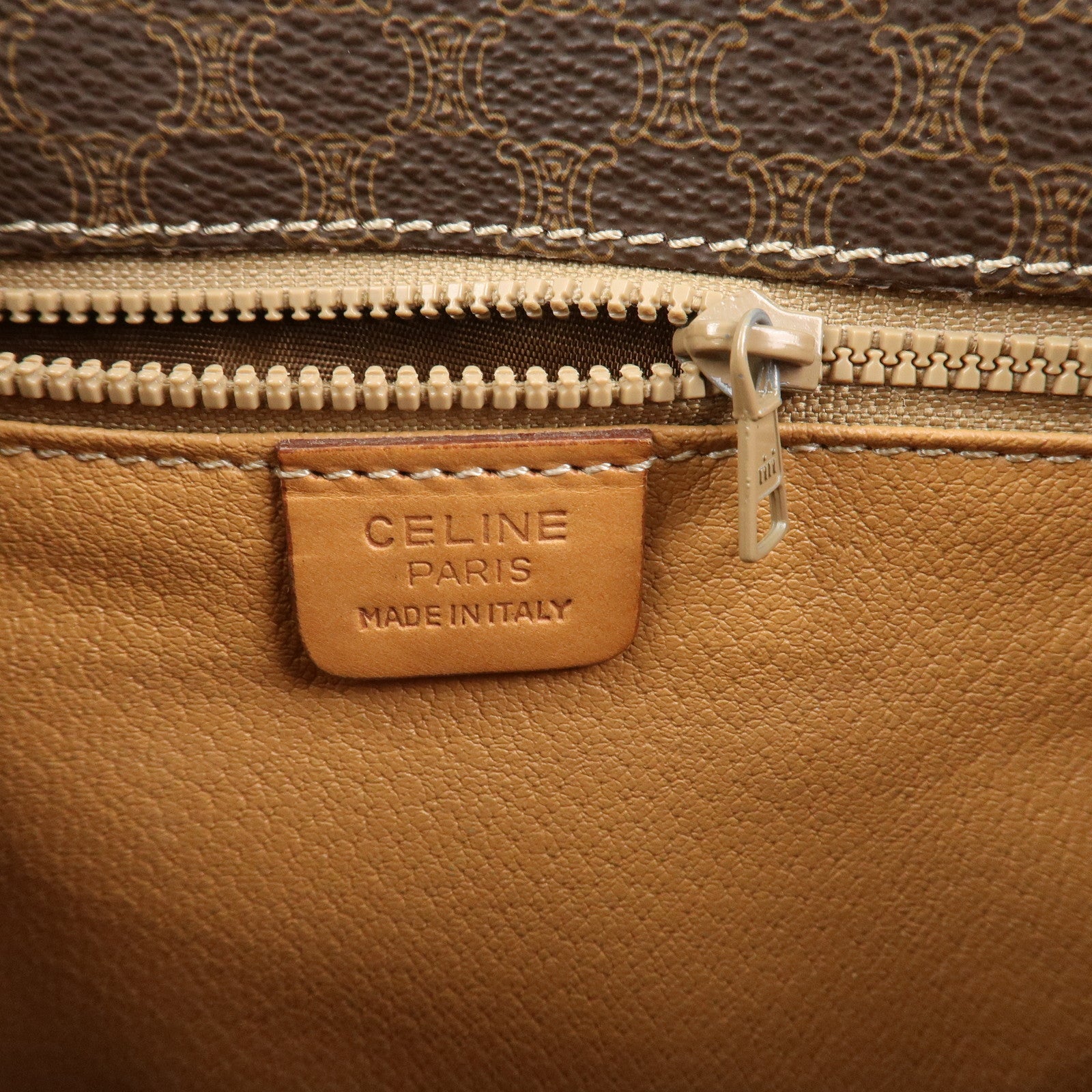 CELINE Macadam PVC Leather Shoulder Bag Brown