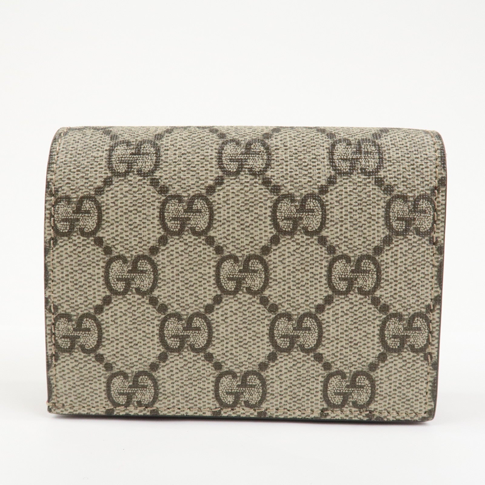 GUCCI Interlocking G GG Supreme Cherry Compact Wallet Beige 476050