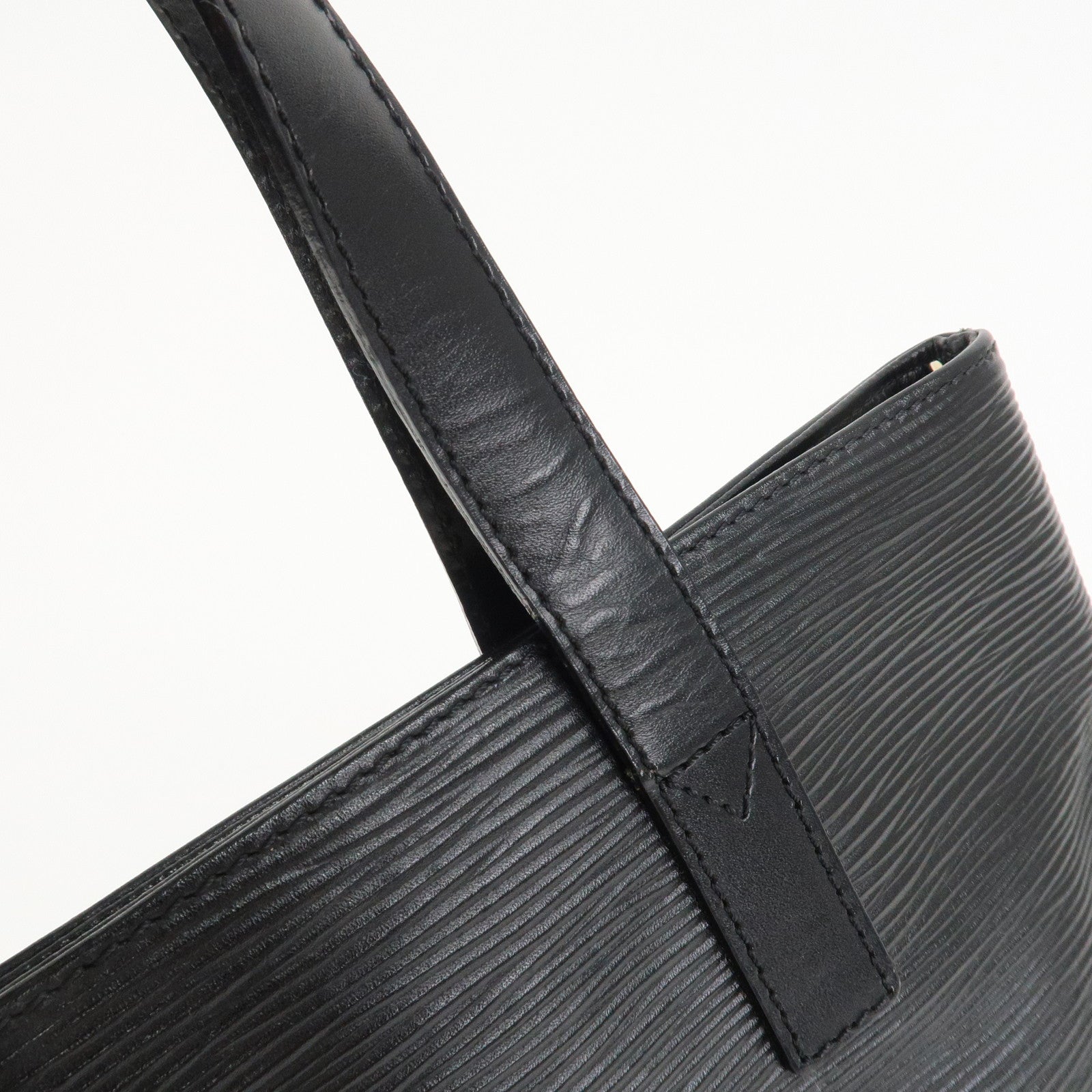 FENDI Logo Leather Tote Bag Hand Bag Shoulder Bag Black