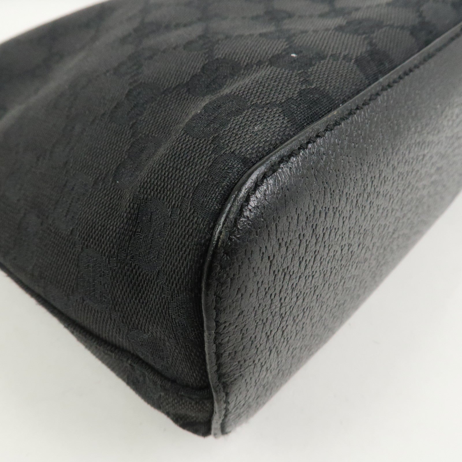 GUCCI GG Canvas Leather Shoulder Bag Hand Bag Black 115003