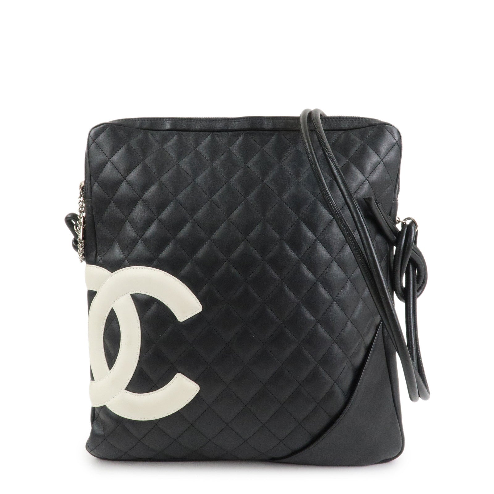 CHANEL Cambon Line COCO Mark Lamb Skin Large Shoulder Bag A25179