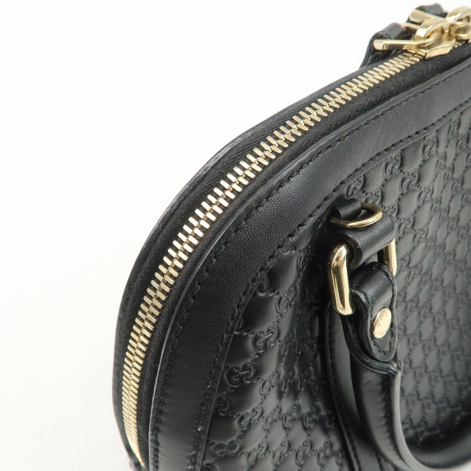 GUCCI Micro Guccissima Leather 2 Way Hand Bag Black 449654 Used