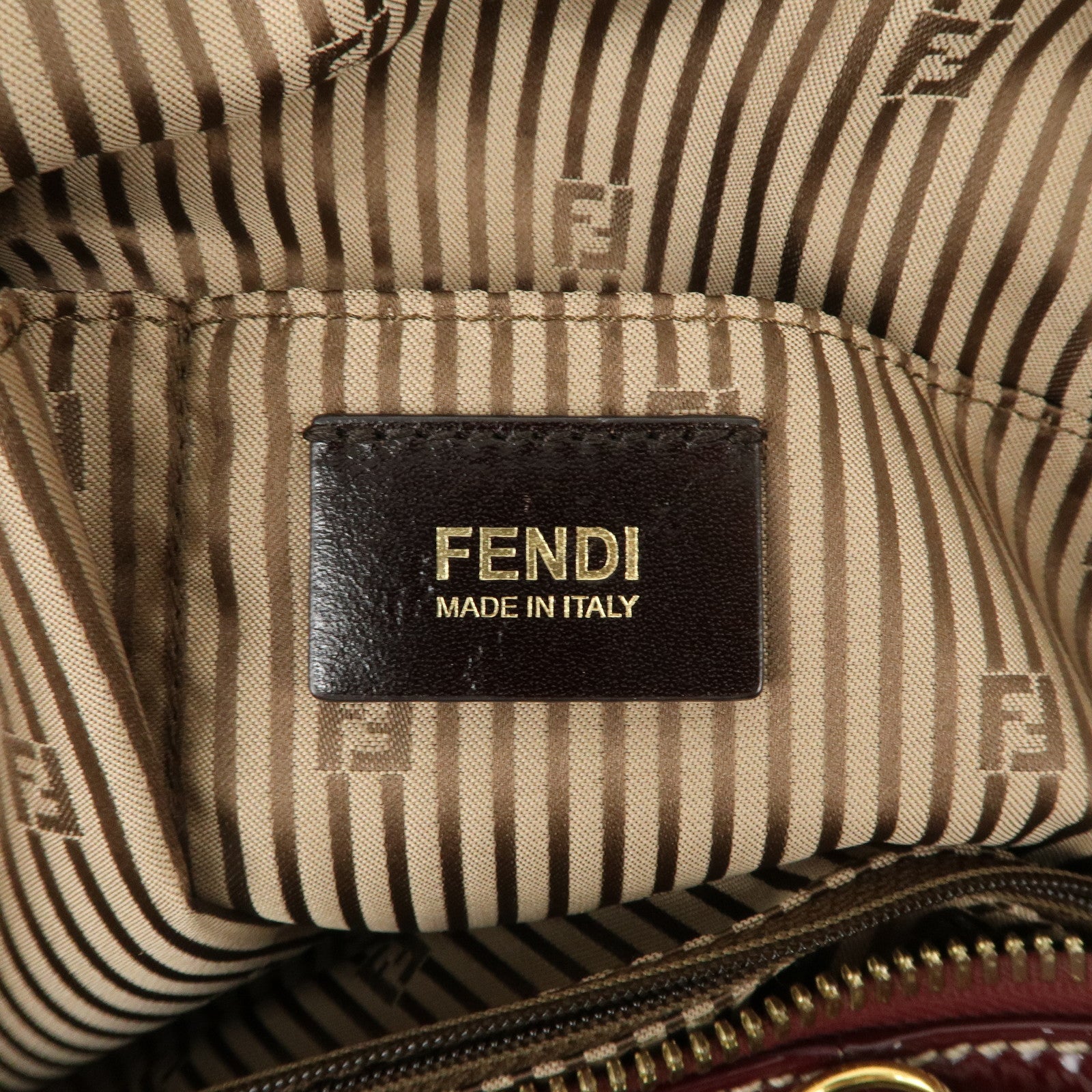 FENDI Chameleon Leather Enamel 2WAY Bag Beige Bordeaux 8BL114