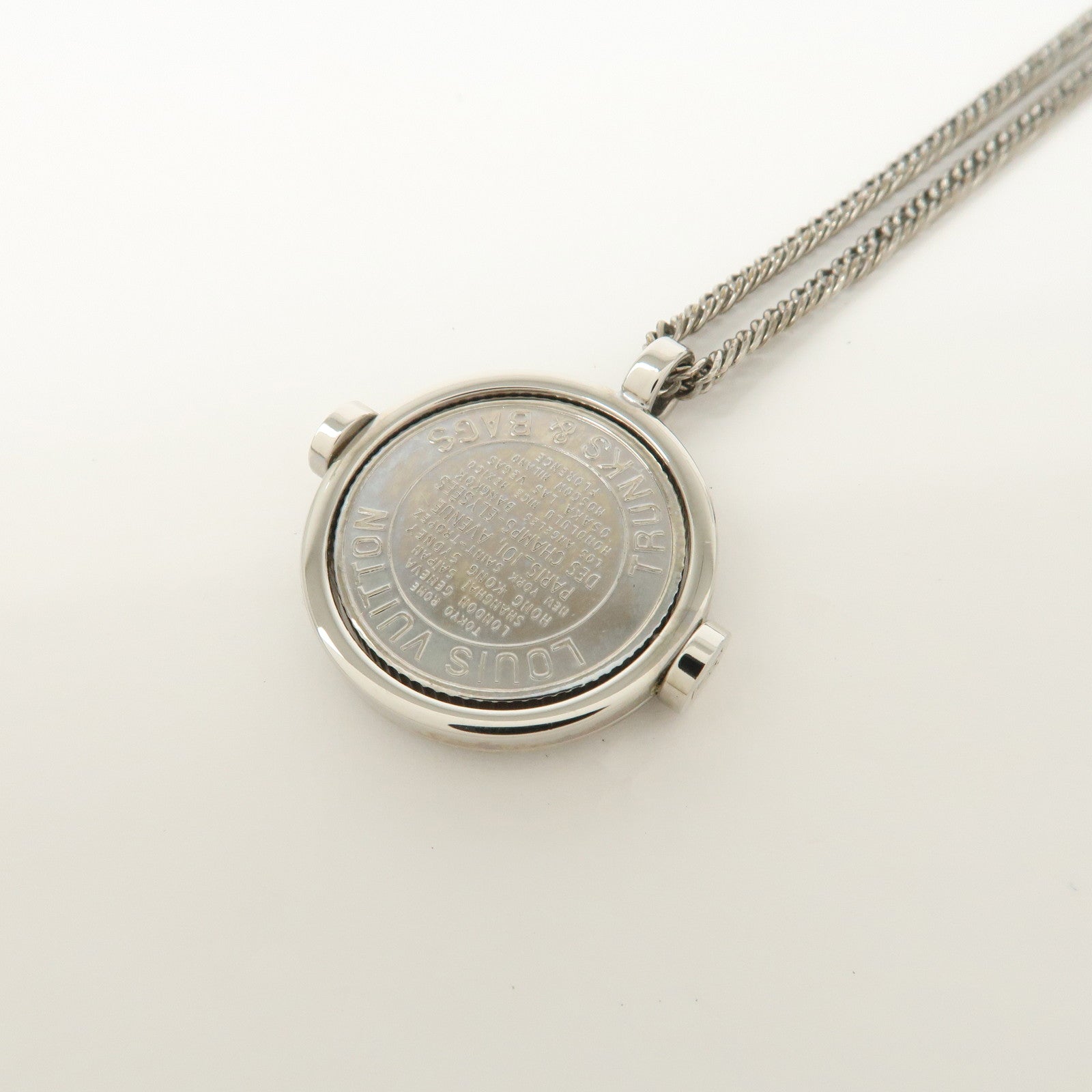Louis Vuitton Metal Collier Medallion Chain Necklace Silver M63643