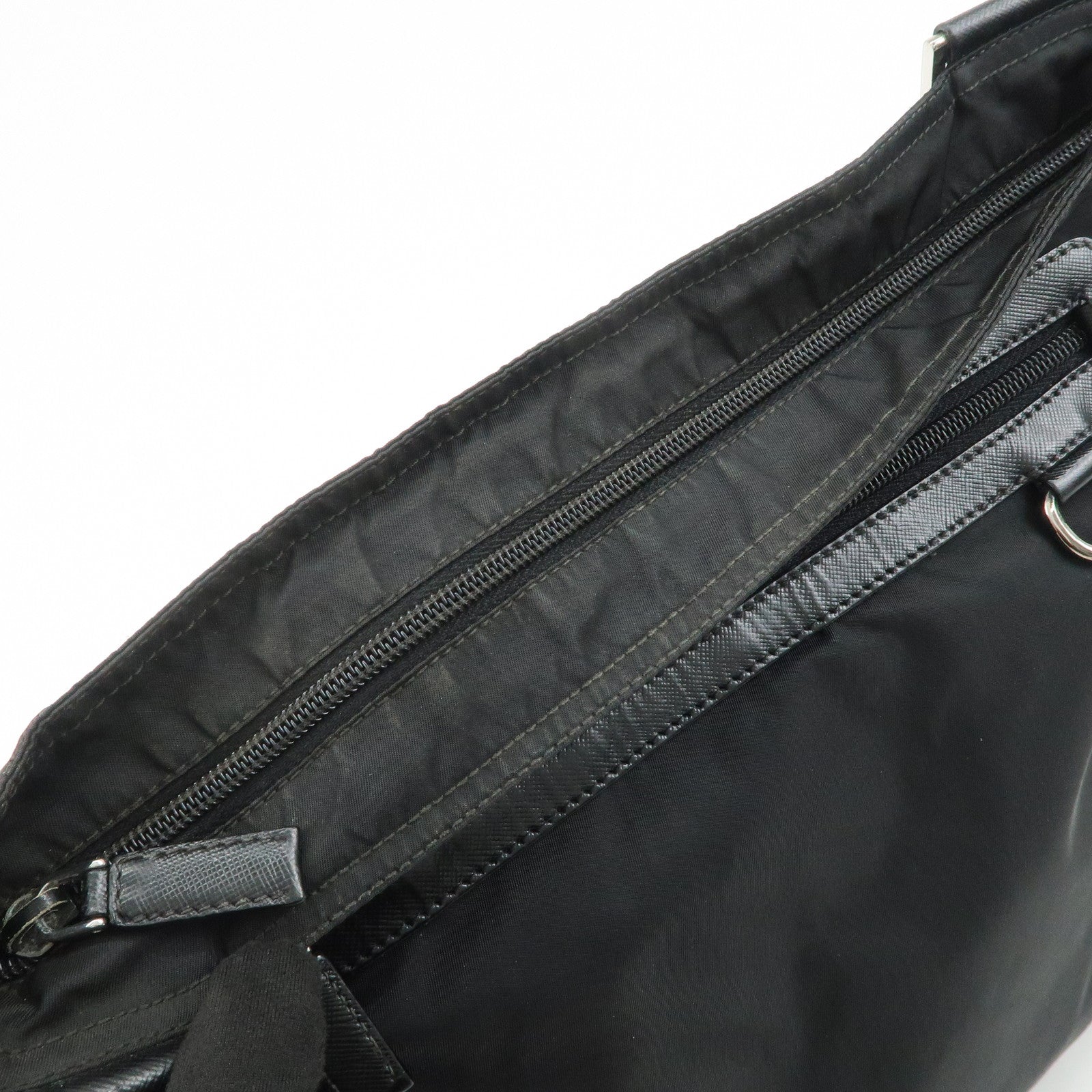 PRADA Triangle Logo Nylon Leather Shoulder Bag Crossbody Bag VA0348