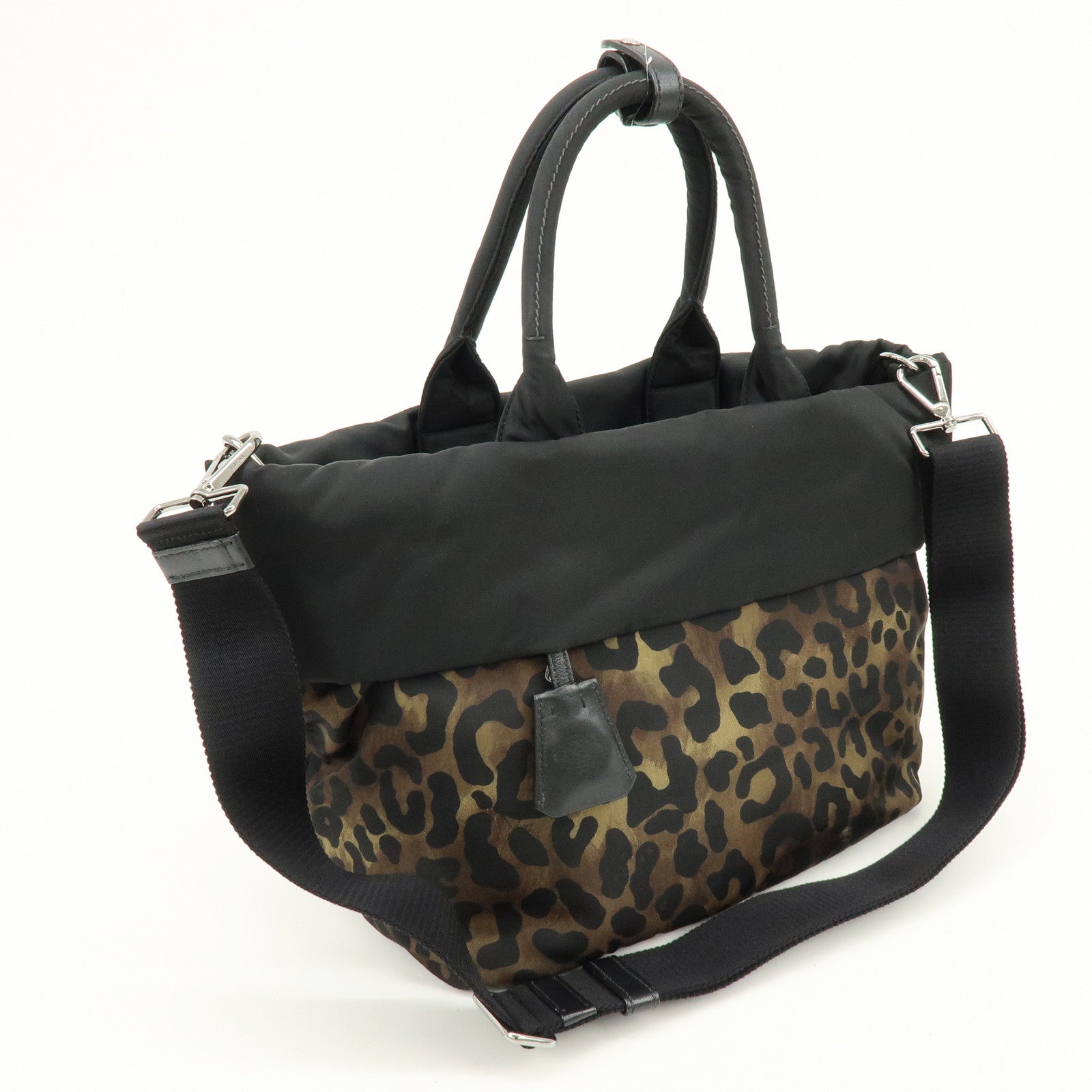 PRADA Triangle Logo 2Way Bag Hand Bag Shoulder Bag Black BN1959