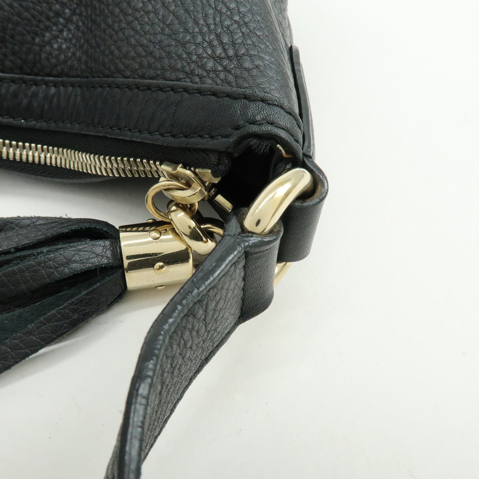 GUCCI SOHO Interlocking G Leather Shoulder Bag Black 295175