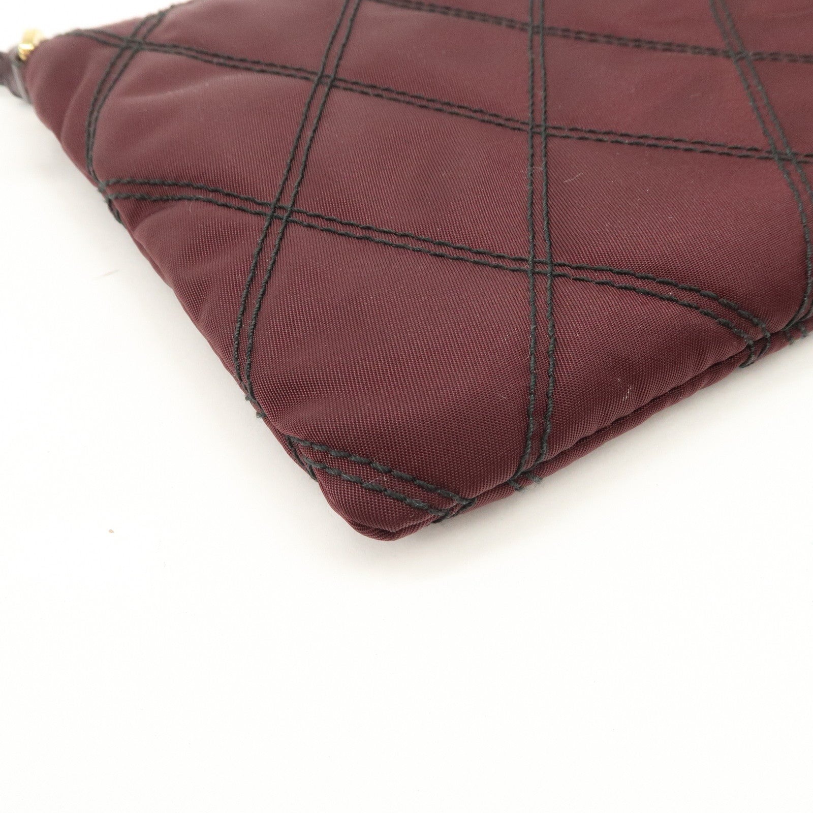 PRADA Logo TESSUTO IMPUNTU Nylon Leather Hand Bag Bordeaux 1NH545