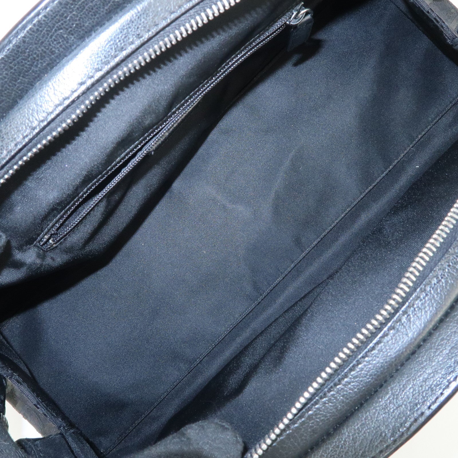 Christian Dior Trotter CD Logo Canvas Leather Hand Bag Black