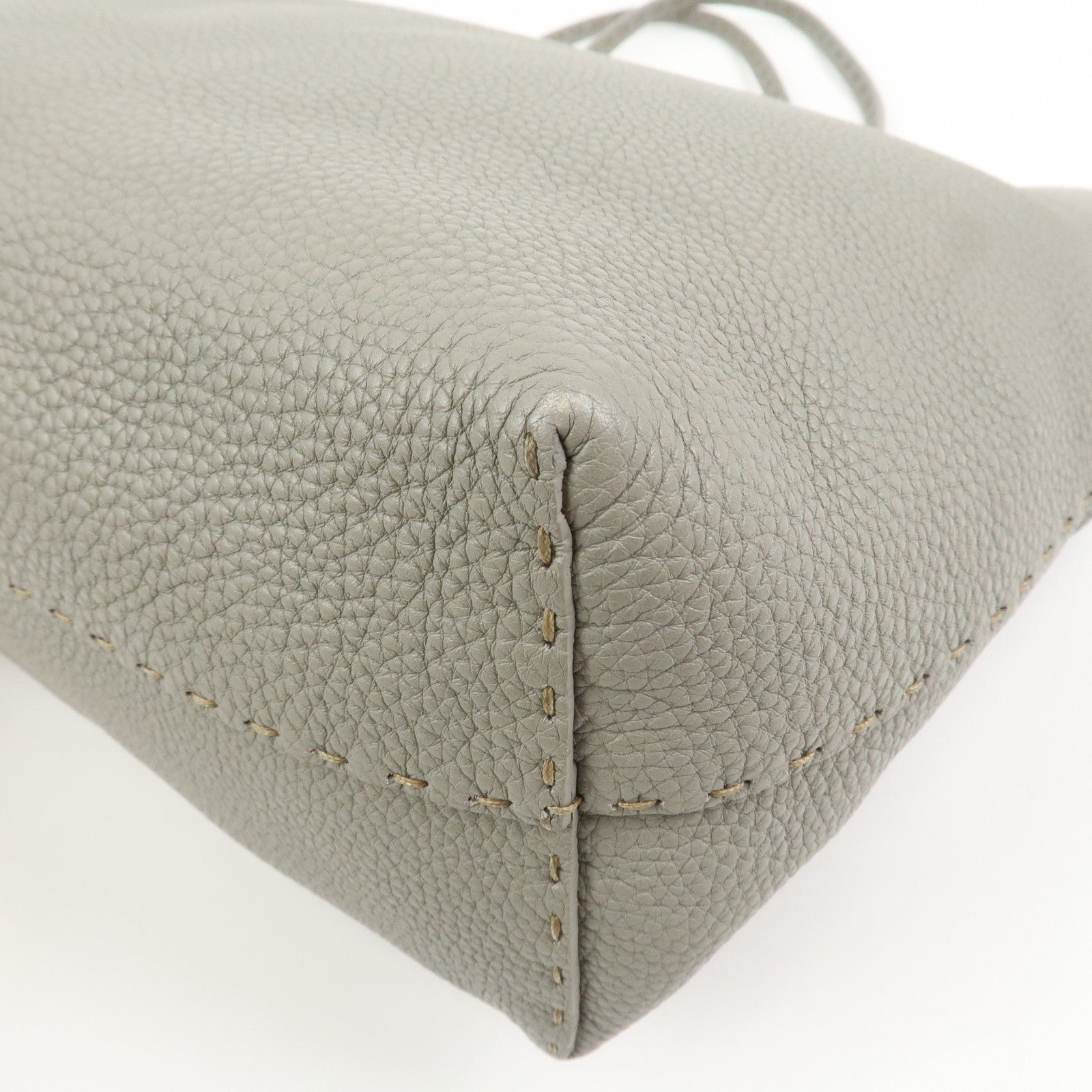 FENDI Selleria Carla Leather Tote Bag Shoulder Bag Gray 8BH257