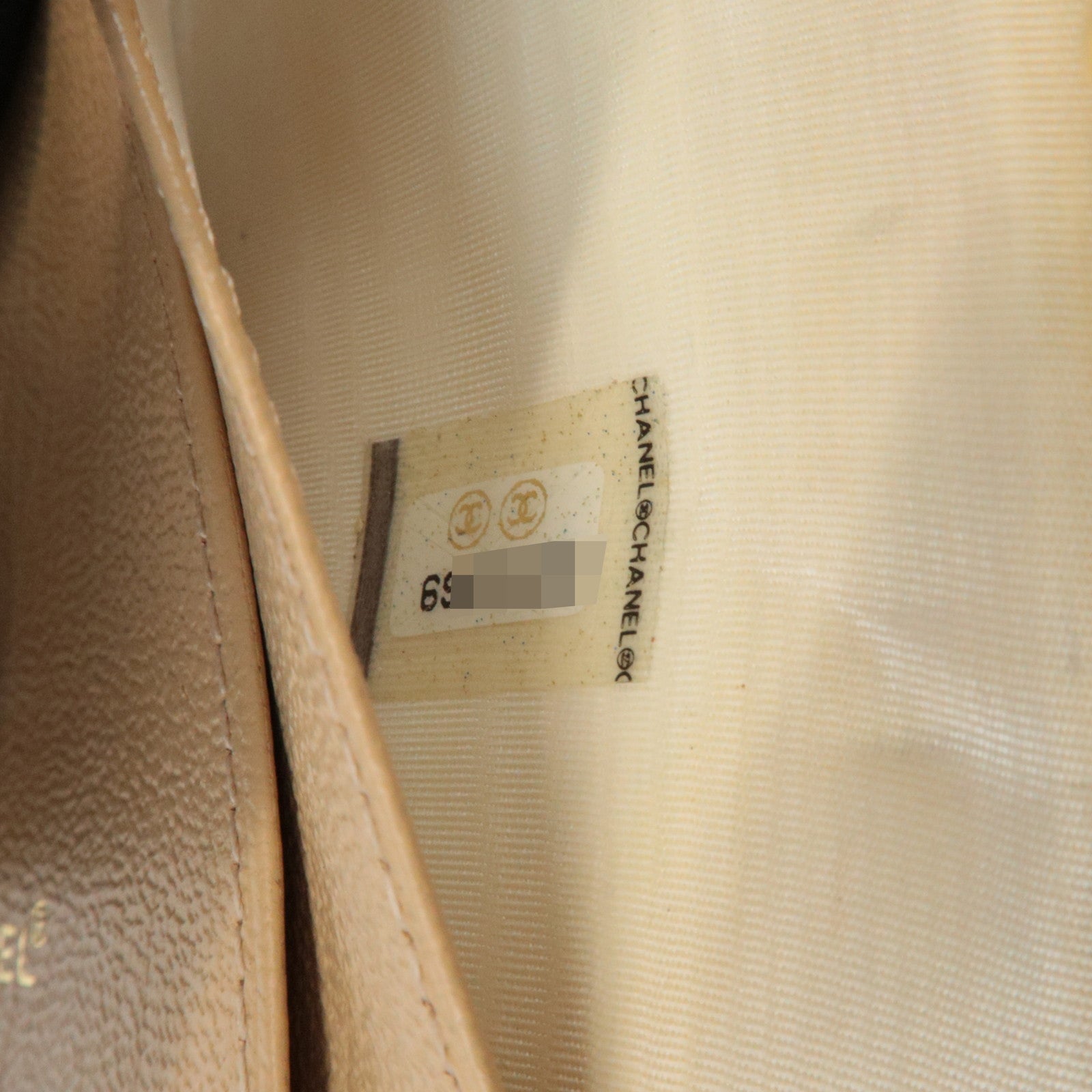 CHANEL COCO Mark Calf Leather Agenda Cover Planner Cover Beige