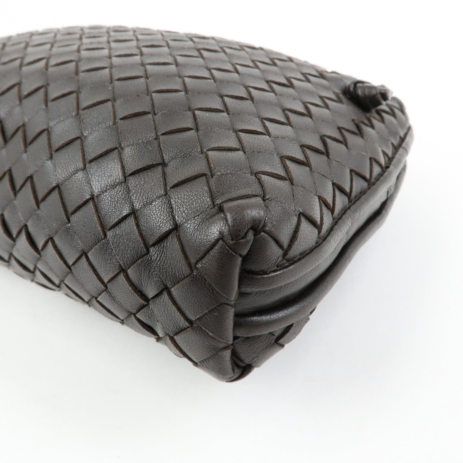 BOTTEGA VENETA Intrecciato Nodini Leather Shoulder Bag Brown 245354