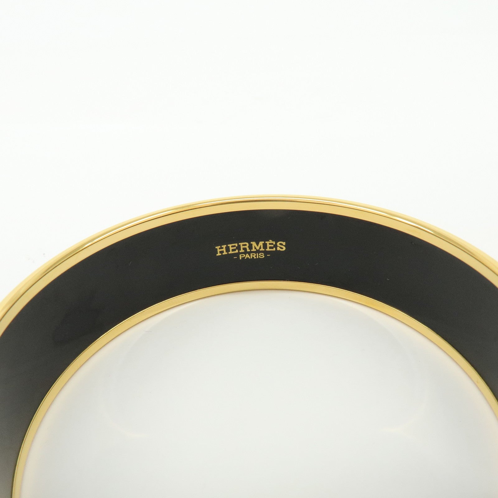 HERMES Gold Plated Email GM Bangle Bracelet Orange Gold