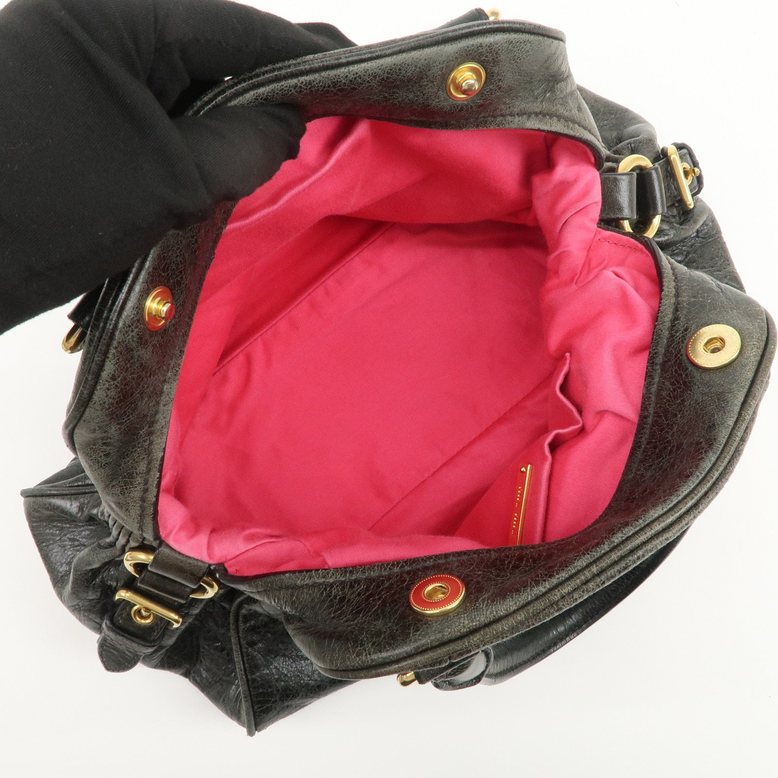 MIU MIU Logo Leather 2Way Bag Hand Bag Shoulder Bag Black